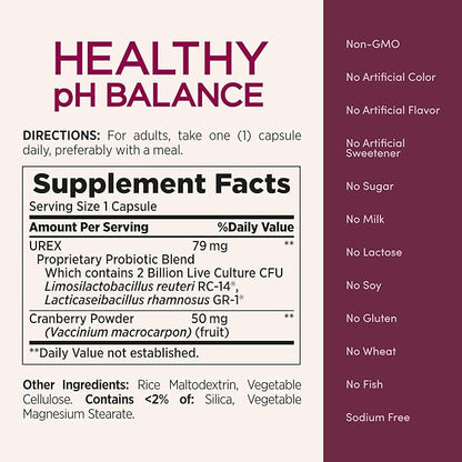 Nature's Bounty Probiotics for Women, Vaginal Probiotics for Healthy pH Balance, 2 Billion CFU, Clinically Studied Strains, Optimal Solutions pH Balance Pills, 30 Vegetarian Capsules
