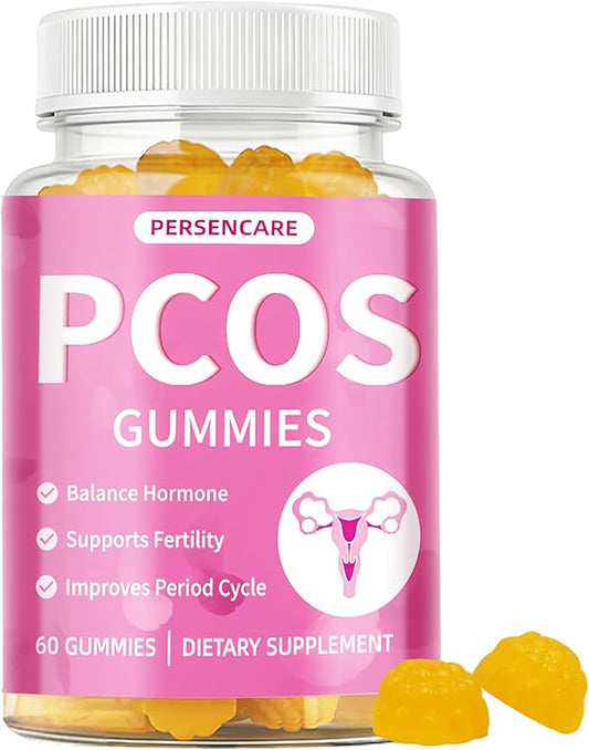 PCOS Multivitamin Gummies for Women Hormone Balance, Inositol Vitamins for Healthy Menstrual Cycle, Menopause and Mood Support, Fertility & Ovulation Reproductive Health Gummy 60 Count
