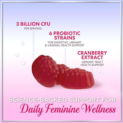Probiotics for Women Gummies with Cranberry - 6 Premium Strains for PH Balance - Women Probiotics for Digestive Health, Vaginal & Immune Support, Women's Probiotic Feminine Health Gummy - 120 Gummies