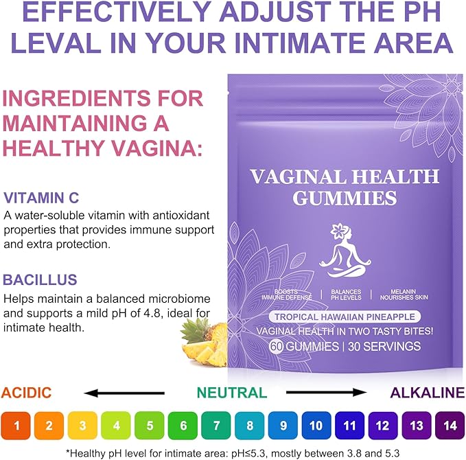 Premium Feminine Balance Gummies,Vital Vaginal Probiotics Source Feminine Gummies,Pineapple Flavor for Women ph,for Women of All Ages - Probiotics for Digestion, Gut Health, Immune Support
