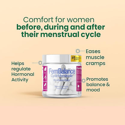 FemBalance® – Women’s Hormone Balance Supplement for PMS Support & Menstrual Cramp Relief - Ashwagandha, Magnesium & Chamomile for Hormonal Balance, Mood & Energy – 90 Vegan Capsules