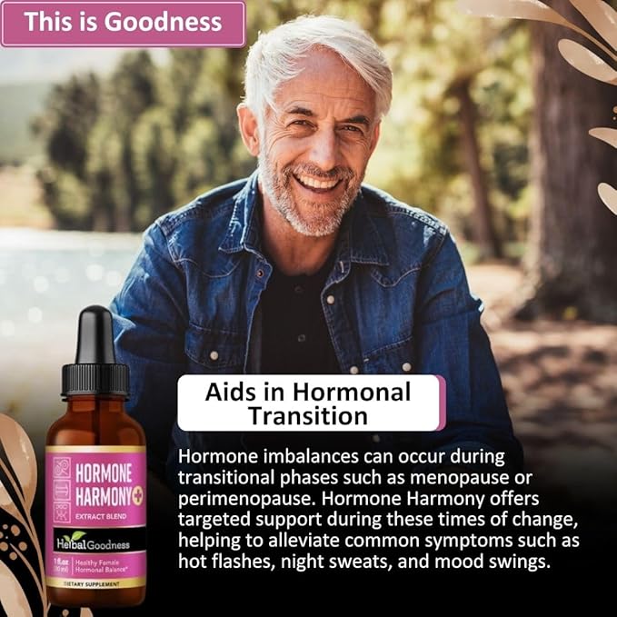 Herbal Goodness Hormone Harmony 1oz – Organic Hormone Balance Supplement for Women, Enriched with Probiotics, Menopause Relief, Fertility Support, PMS & Lactation Aid