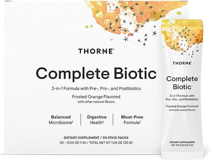 THORNE - Complete Biotic - Probiotic, Prebiotic & Postbiotic for Women, Men & Kids - Supports Gut, Digestive & Immune Health* - Occasional Constipation, Diarrhea, Gas & Bloating Relief* - 30 Servings