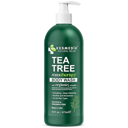 Tea Tree Body Wash MaxTherapy, Itchy Skin Relief, Tea Tree Oil Soap, Soothes Jock Itch, Athlete's Foot, Ringworm, Eczema, Psoriasis & Sensitive Skin, Men & Women, 16 fl oz, Original Edition