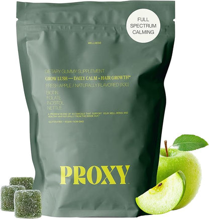 PROXY Hair Growth Gummies | Biotin, Folate, Inositol & Nettle | Hair, Skin & Nails Vitamins for Stronger, Thicker Hair | Vegan Hair Growth Supplement for Men & Women | Green Apple, 30 Count