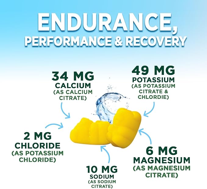 Hydration Electrolyte Gummies - Daily Liquid Replenisher Gummy - Electrolyte Multiplier with Minerals, Potassium & Real Salt - Vegan, Non-GMO - Tasty Lemon Flavor Hydration Electrolytes - 60 Gummies