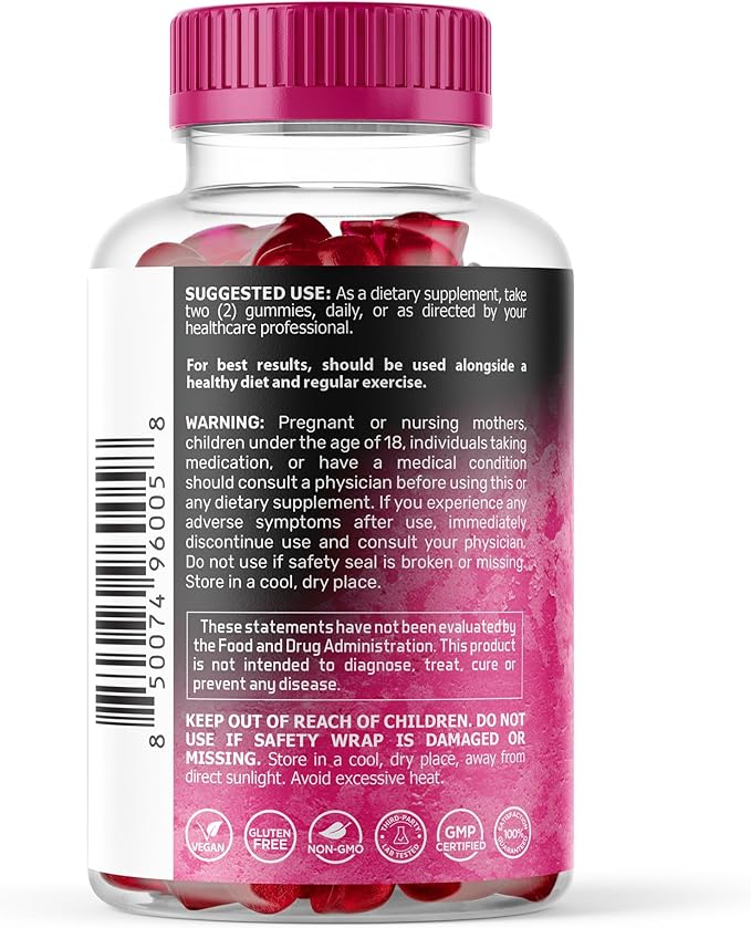 Magnesium Glycinate Gummies, 1000 mg - Magnesium Supplement to Support Relaxation, Heart Health - Chewable Calm Magnesio Gummies for Adults, Glicinato De Magnesio - Mix Berry Flavor