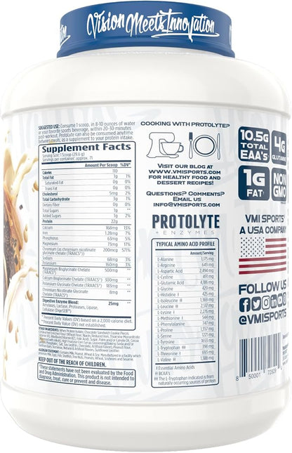 VMI Sports | ProtoLyte Whey Isolate Protein Powder | Low Calorie Whey for Weight Loss and Muscle Gain | Digestive Enzymes | Non-GMO (4.6 lb, Peanut Butter Cookies and Cream)