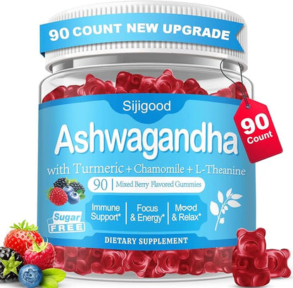 90 Count | Ashwagandha Gummies–Ashwagandha Supplements with L-Theanine & GABA–Support zzZ, M♡♡d, Relaxation, Daily Balance, Mind-Body Wellness for Women & Men