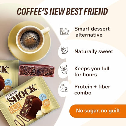Fitness SHOCK Banana Protein Brownie - No Added Sugar, 7.5g Protein, Low Carb Guilt-Free Dessert - 0g Added Sugar, 10g Net Carbs, 5g Fiber, Non-GMO, Almond Flour - 10 x 50g