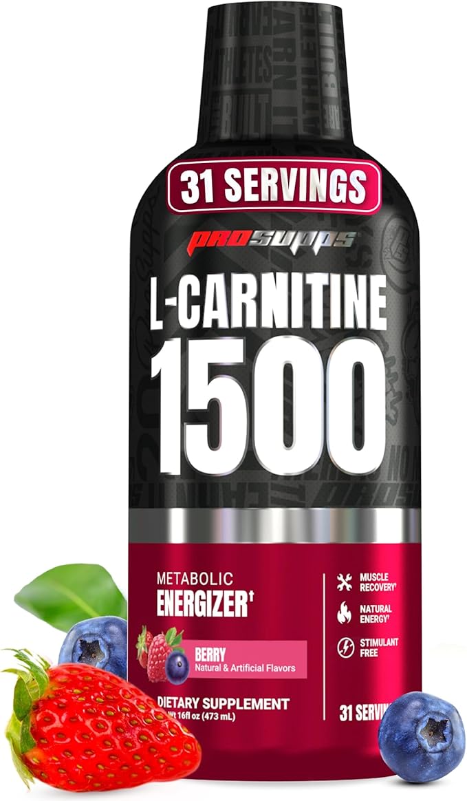 ProSupps L-Carnitine Liquid 1500, Stimulant-Free Liquid Shots for Men & Women - Clean Workout Drink for Energy, Performance & Muscle Recovery - No Sugar, No Carbs - 31 Servings, Berry