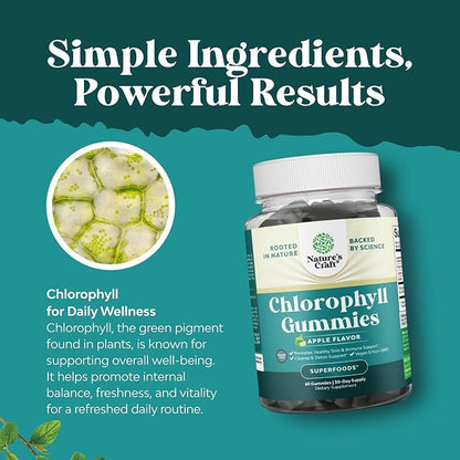 Chlorophyll Gummies for Cleanse & Detox Support - Potent Internal Deodorizer Chloropyll Supplements for Body Odor Healthy Skin Immunity & Digestive Support - Vegan Non-GMO & Gluten Free (3 Pack)