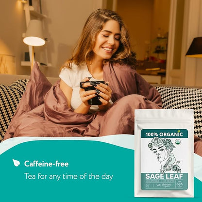 Organic Sage Leaves (3 oz.) - Sage Tea Loose Leaf (Salvia officinalis) – Salvia Tea for Mind & Body Wellness - Focus and Clarity