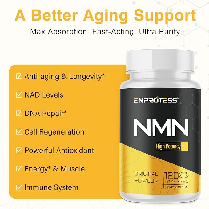 Sublingual NMN 500mg, Max Absorbency & Fast-Acting NMN Supplement（240-Day Supply）, 99% Pure NMN (Nicotinamide Mononucleotide) for NAD, Cell, Immune, Energy, Muscle, Anti-Aging, Longevity, 240 Lozenges