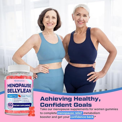 Menopause Supplements for Women Gummies, 16-in-1 Probiotic, Black Cohosh & Ashwagandha for Menopause Relief, Hot Flashes, Hormone Harmony, Mood Swings, Belly Burner* & Gut, Sugar-Free - 60 Gummies