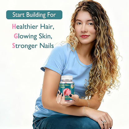 Hair Skin and Nails Biotin Gummies, Supports Healthy Hair, Skin & Nails, Vegan Vitamins for Women & Men, Supports Hair Growth and Stronger Nails, Healthy Skin, 30 Day Supply