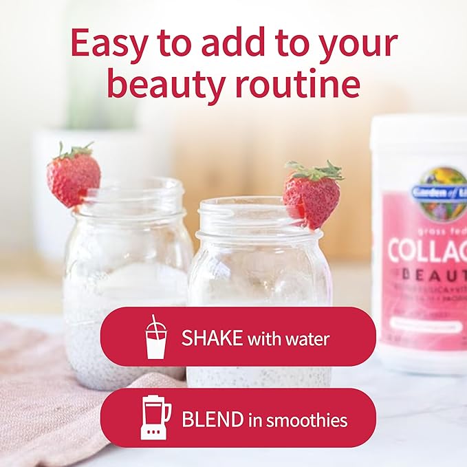 Garden of Life Grass Fed Collagen Beauty - Cranberry Pomegranate, 20 Servings, Powder for Women Men Hair Skin Nails, Hydrolyzed Collagen Peptides Protein Powder Supplement