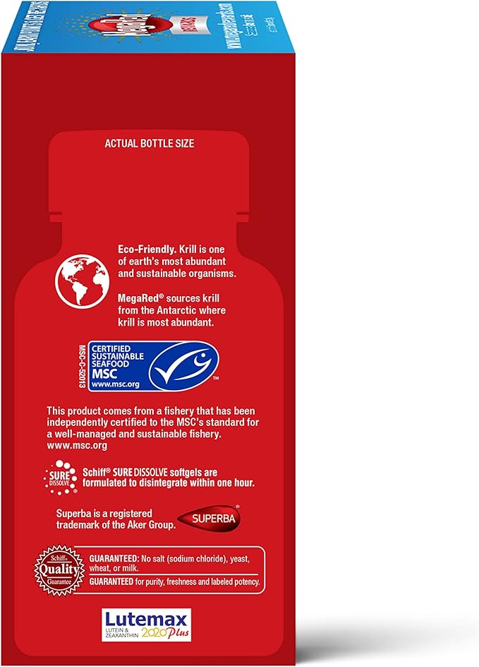 MegaRed Omega-3 Blend Total Body + Refresh 500mg Softgels, (65 Count in a Bottle), Easily Absorbed Krill Oil, to Support Your Heart, Joints, Brain & Eyes