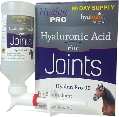 Hyalogic Hyaluronic Acid for Horses 90 Day Supply Easy Oral Tip Dispenser - Liquid HA Supplement for Equine Joints and Cartilage Support - Hyalun Pro - 9 oz / 296 ml
