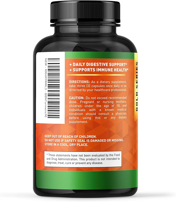 Built by Nature Turmeric Curcumin 2250mg – 95% Curcuminoids with Ginger & Black Pepper for High Absorption – Extra Strength Joint Support – Non-GMO, Vegan - 90 Capsules