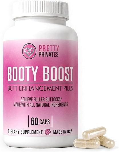 Pretty Privates Butt Enhancer Supplement - Works with Your Body for Curves and Body Confidence - Use with or Without Butt Cream - 60ct