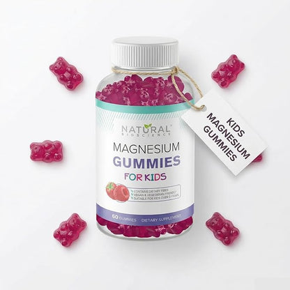 Calm Kids Magnesium Citrate Gummies - Sleep Support, Chewable Magnesium Kids Supplement, Stress Relief, Bone Health, Muscle Relaxation, Non-GMO Gluten-Free, Natural Flavor 60 Vegan Gummies