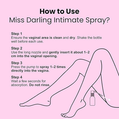Miss Darling Intimate Feminine Care Spray for Women – Odor Control, pH Balance & Tightening Support – Soothing Daily Mist for Vaginal Dryness, Freshness & Yeast Infection Discomfort Relief