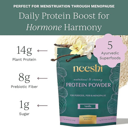 Hormone Balance Protein Powder – PMS & Perimenopause Relief for Cramps, Bloating & Mood Swings – Vegan Plant Based Superfood – 7 Servings