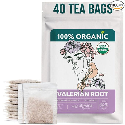 Valerian Root Tea Organic (40 Tea Bags) - Valeriana Herb – Calming Herbal Infusion for Sleep, Healthy Stress Response - Te para Dormir de Noche