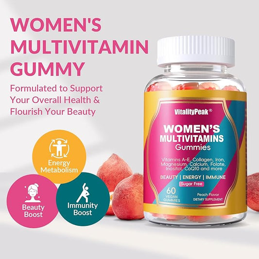 Methylated Multivitamin Gummies for Women | Women’s Multivitamin Gummies with Methylated Folate, Iron, Biotin & Inositol | Sugar Free Women’s Daily Vitamin for Energy, Immune, Hair & Skin | 60 Ct