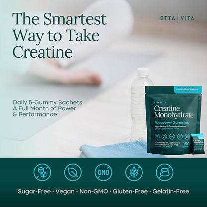 Sugar-Free Creatine Monohydrate Gummies (5g Per Packet) - Potent Creatine Gummies for Men & Women, Supplement for Muscle Support, Cognitive Function - Non-GMO, Gluten-Free, Mucuna Pruriens