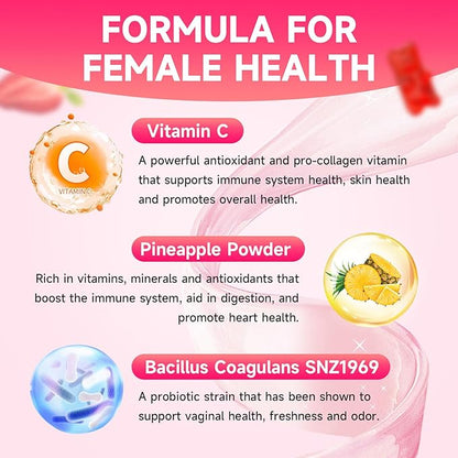 Feminine Balance Gummies for Women, 2 Pack Premium Feminine Balance Gummies Support PH Balance & Vaginal Health, Vegan, Gluten-Free, Strawberry Flavor