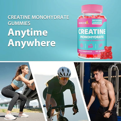 Creatine for Women, 120 Counts Creatine Monohydrate Gummies - No Bloating - Creatine Pre and Post Workout Chewables Supplement with Taurine & B6 - for Recovery, Strength, Energy & Booty, Performance