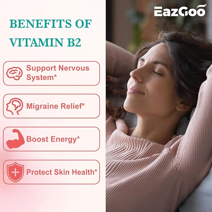 Vitamin B2 Gummies - Riboflavin 400mg Supplement with Magnesium for Adults, B2 Gummies for Migraine Relief* & Nervous System Support* - Vegan, Sugar-Free, Raspberry-Lemon Flavor, 60 Count