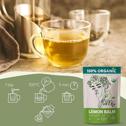 Melissa Tea Organic (10oz.) - Lemon Balm Tea Organic Loose Leaf - Te de Tolonjil - Natural Support for Anti-Stress, Sleep, Blood Pressure, Digestion