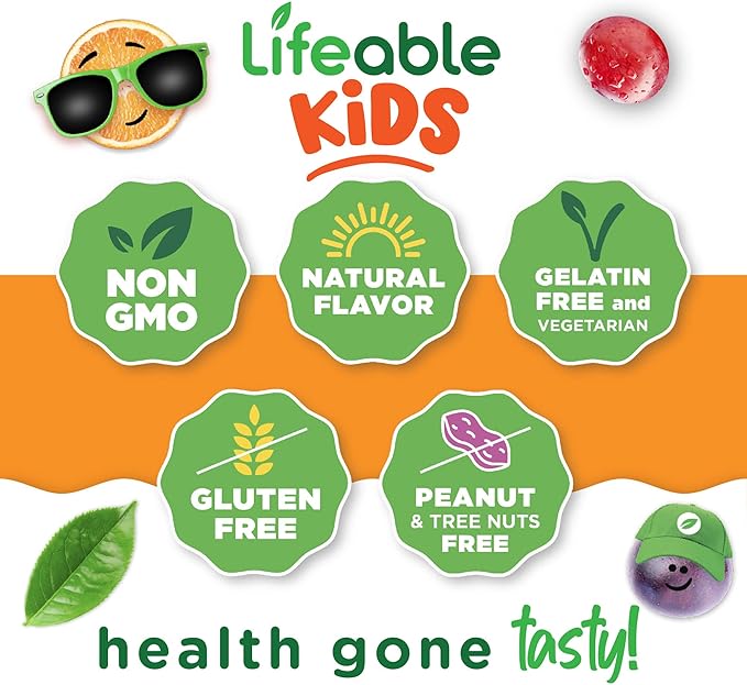 Lifeable Kids Vitamin C Gummies | 250mg | Great Tasting VIT C | Vegan GMO-Free Vitamin C Chewable | for Immune Support | 90 Gummies
