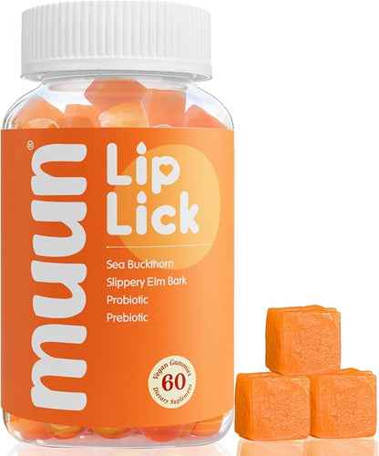 Muun Intimate Moisture Gummy with Slippery Elm Bark, Omega 6, 7, 9 & 3 Billion CFUs Probiotic, Prebiotic- Estrogen Free, Hormone Free for Feminine Care