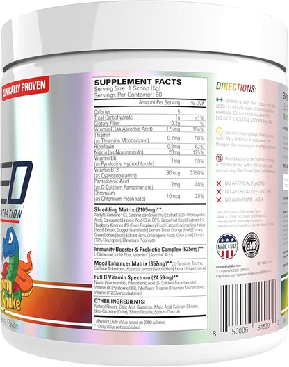 EHP Labs OxyShred Pre Workout Powder - Preworkout Powder with L Glutamine & Acetyl L Carnitine, Energy Boost Drink - Gummy Snake, 60 Servings