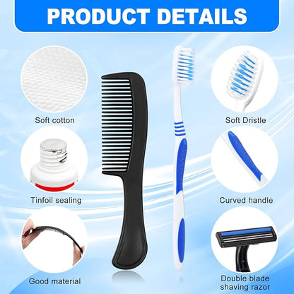 Basic Toiletry Kits, Individually Packed, Personal Hygiene Bulk Homeless Care Package Supplies