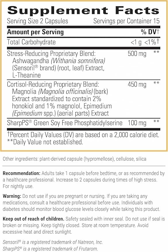 Integrative Therapeutics Cortisol Manager Allergen Free - Adrenal Health Support Supplement for Healthy Stress Response* - Vegan, Non-Dairy & Gluten-Free - 30 Capsules (15 Servings)