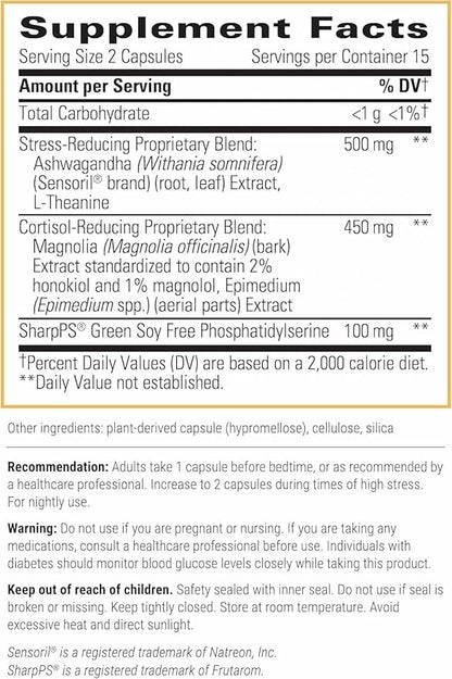Integrative Therapeutics Cortisol Manager Allergen Free - Adrenal Health Support Supplement for Healthy Stress Response* - Vegan, Non-Dairy & Gluten-Free - 30 Capsules (15 Servings)