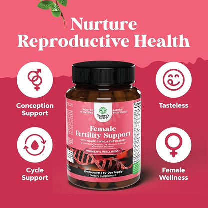 Female Fertility Supplement with Prenatal Multivitamins - Fertility Support with Prenatal Choline Inositol Folate Chasteberry and CoQ10 Fertility Blend for Women to Promote Conception - 120 Count