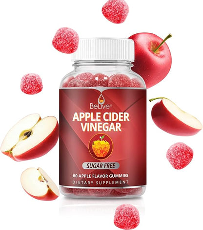 BeLive Apple Cider Vinegar Sugar Free Gummies – Great for Digestion & Healthy Diet - Gluten Free, No Glucose Syrup, ACV Gummies Alternative to Capsules & Drink (120 Ct) – 2 Pack