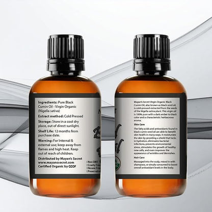 Pure Carrier and Essential Oils for Skin Care, Hair, Body Moisturizer for Face-Anti Aging Skin Care (Black Cumin Seed Oil Organic, 4oz)