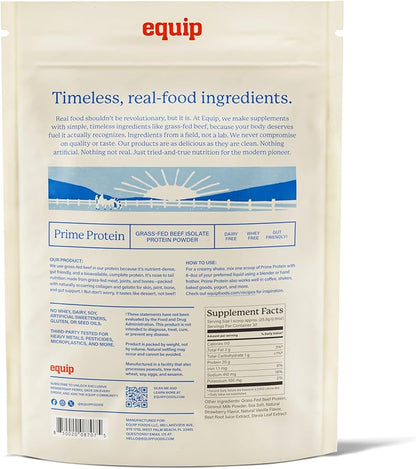 Equip Foods Prime Protein Powder | Clean, Grass Fed Beef Protein Powder | Carnivore Protein Isolate | Paleo, Keto Friendly | Gluten & Dairy Free | Helps Build & Repair Tissue | 30 Servings, Strawberry