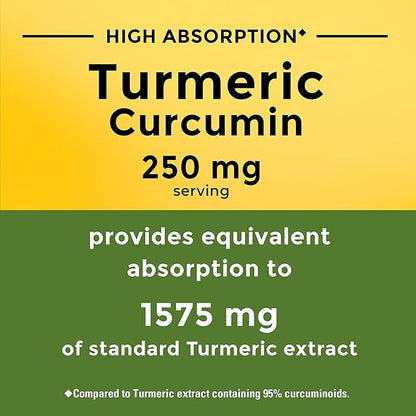 Nature Made High Absorption Turmeric Curcumin Supplement Capsules, Turmeric Supplement, Muscle and Joint Support, 30 Capsules, 30 Day Supply