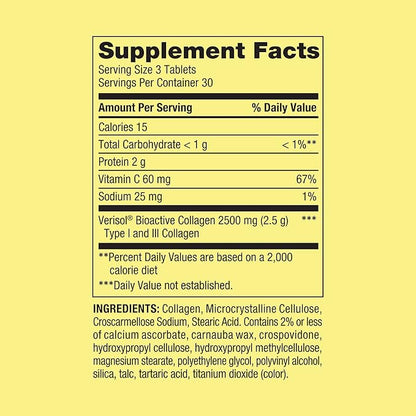 Spring Valley Collagen + C Tablets for Hair/Skin/Nail Health, 2,500 mg, 90 Count, Highly Absorbable, Collagen Plus Vitamin C Bundle with Luall's 45 Diabetes Decoded