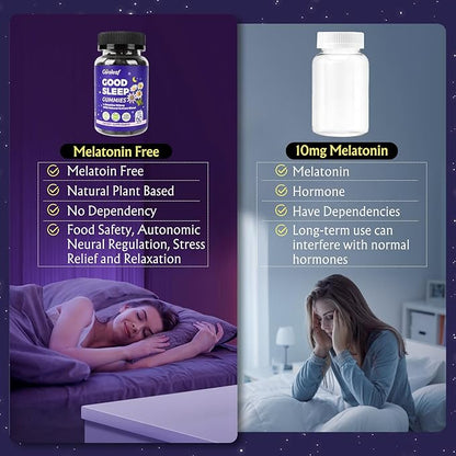 Sleep Gummies No Melatonin - Kids Sleep Gummies with L-Theanine, Magnesium & Herbal Blend, 60 Vegan Sleep aids for Adults, Reduces Nighttime Overthinking