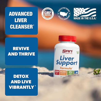 SAN’s Liver Support Matrix - Liver Cleanse Detox & Repair Formula - Herbal Liver Support Supplement with Milk Thistle, Dandelion Root and Artichoke Extract - Silymarin Milk Thistle 100 Capsules