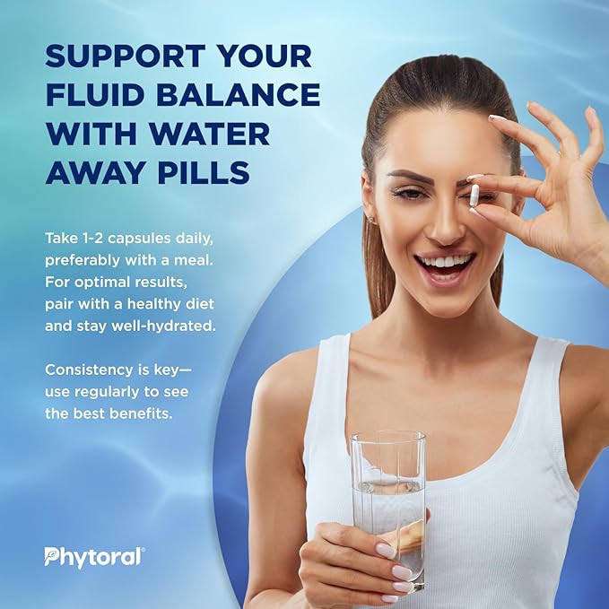 Water Retention Pills for Women & Men - Herbal Diuretic Supplements - Fluid Retention Supplement with Dandelion Leaf Extract & Green Tea for Bloating Relief - Pills for Leg & Feet Swelling - 60 Count